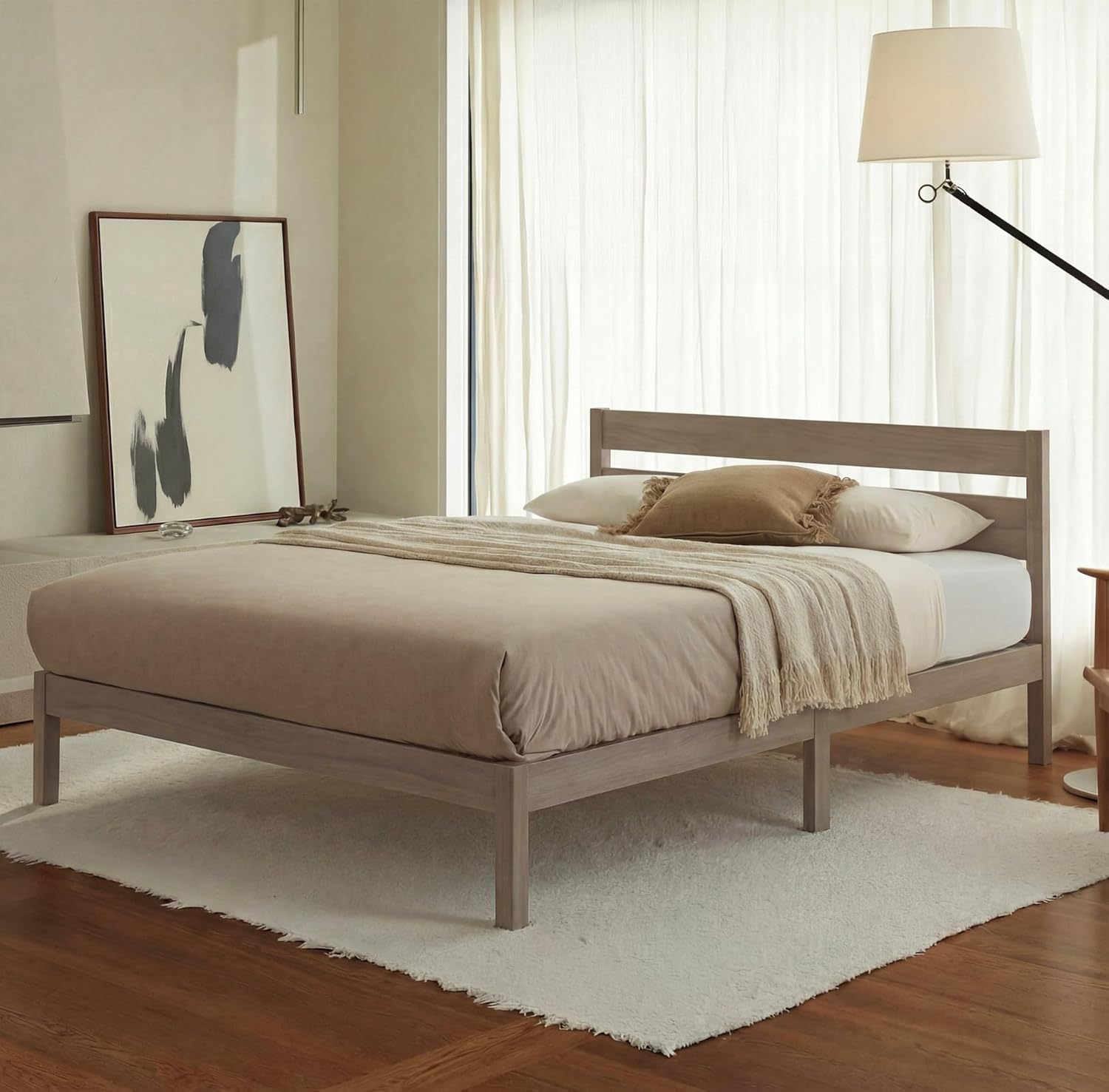 Queen Classic Wood Platform Bed Frame