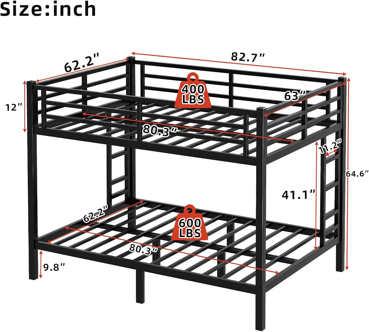 Queen Over Queen Bunk Bed