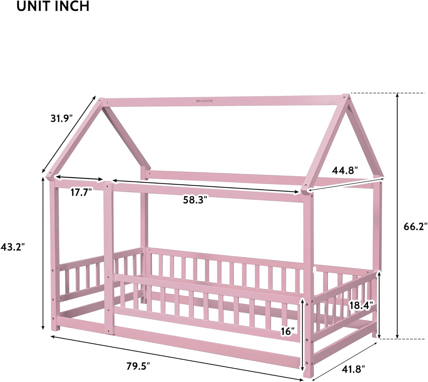 Twin Size House Bed with Fence