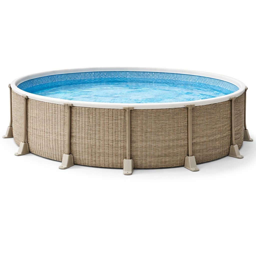 Runder Stahlrahmen Pool Rattanoptik- luxverano