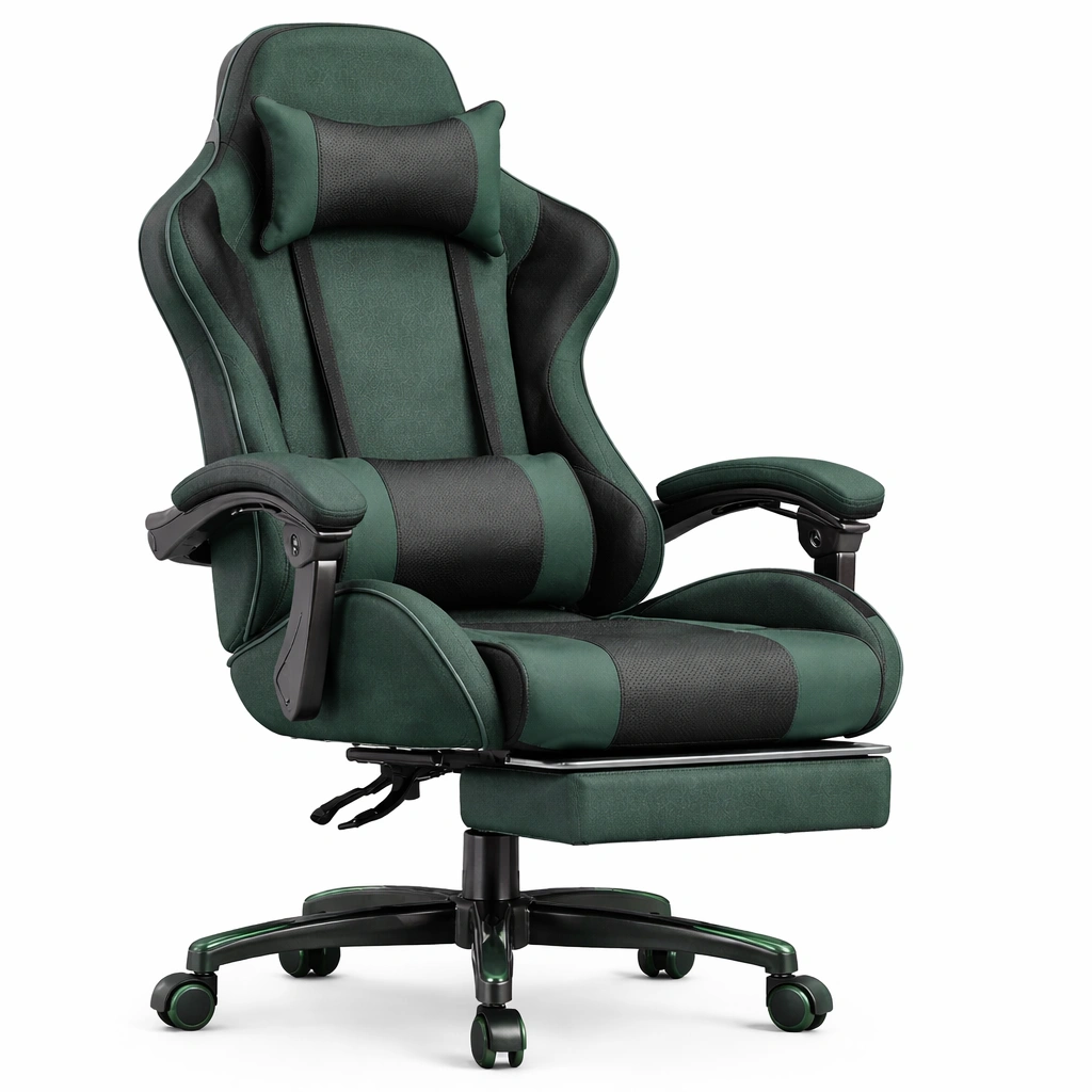 Ergonomischer Gaming Stuhl Gruen Schwarz- luxverano