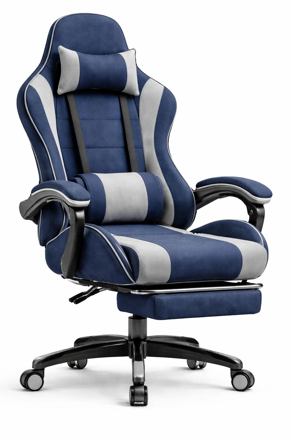 Gaming Stuhl Blau Grau Ergonomisch- luxverano