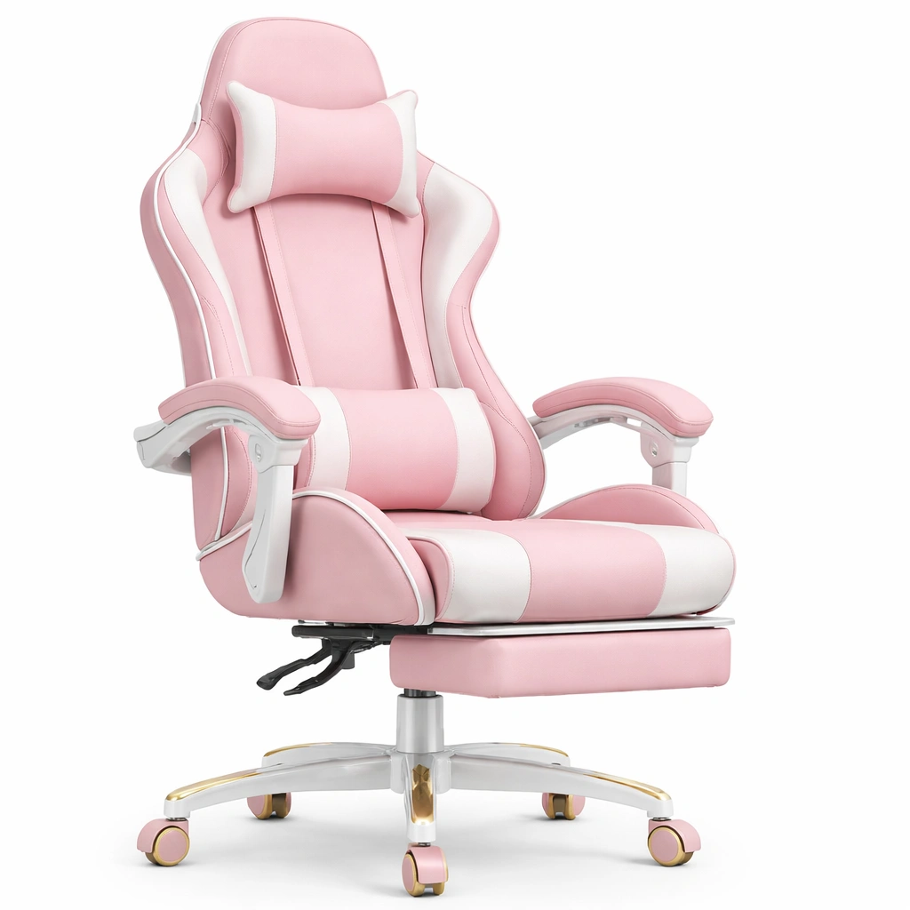 Gaming Stuhl Rosa Weiss Ergonomisch- luxverano