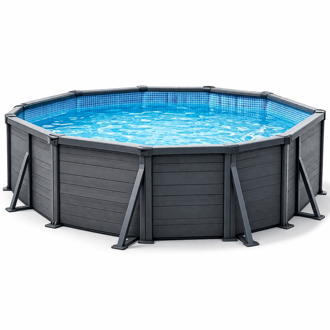 Aufstellpool Achteck Dunkelgrau-velmavio