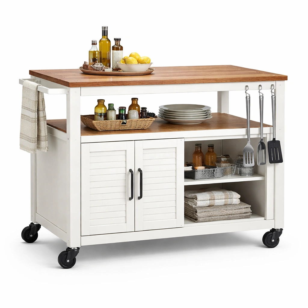 Kuecheninsel Weiss Holzplatte-velmavio