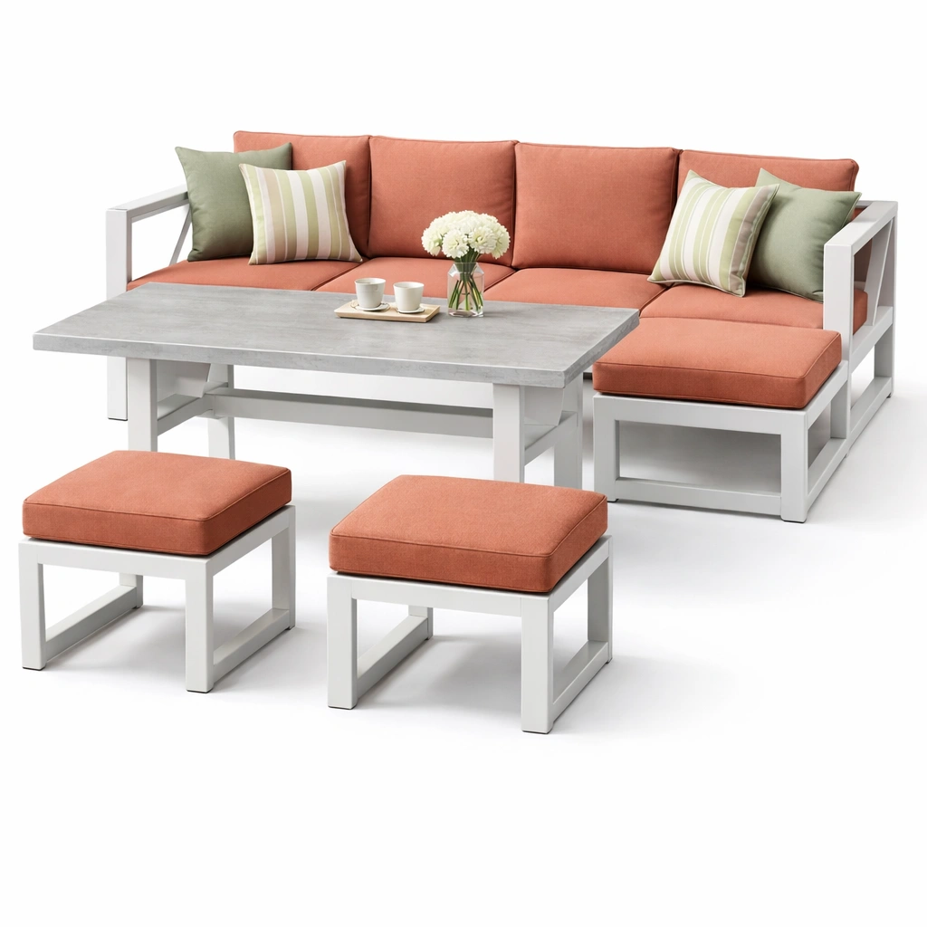 Lounge Set Modern Weiss Orange-velmavio