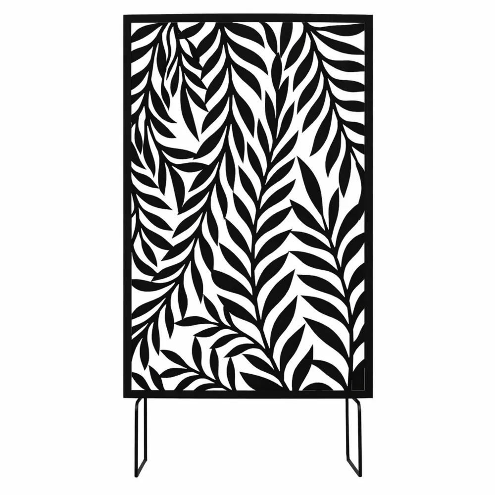 Écran Décoratif Jardin avec Motif Feuilles Découpées, Panneau Brise-Vue Extérieur en Métal, 130 x 65 cm, Noir