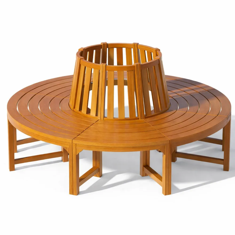 Banc rond en bois pour terrasse ou jardin