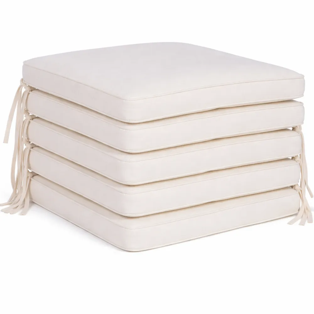 Ensemble de 6 coussins de chaise de jardin cuirassés, 42 x 42 cm, crème