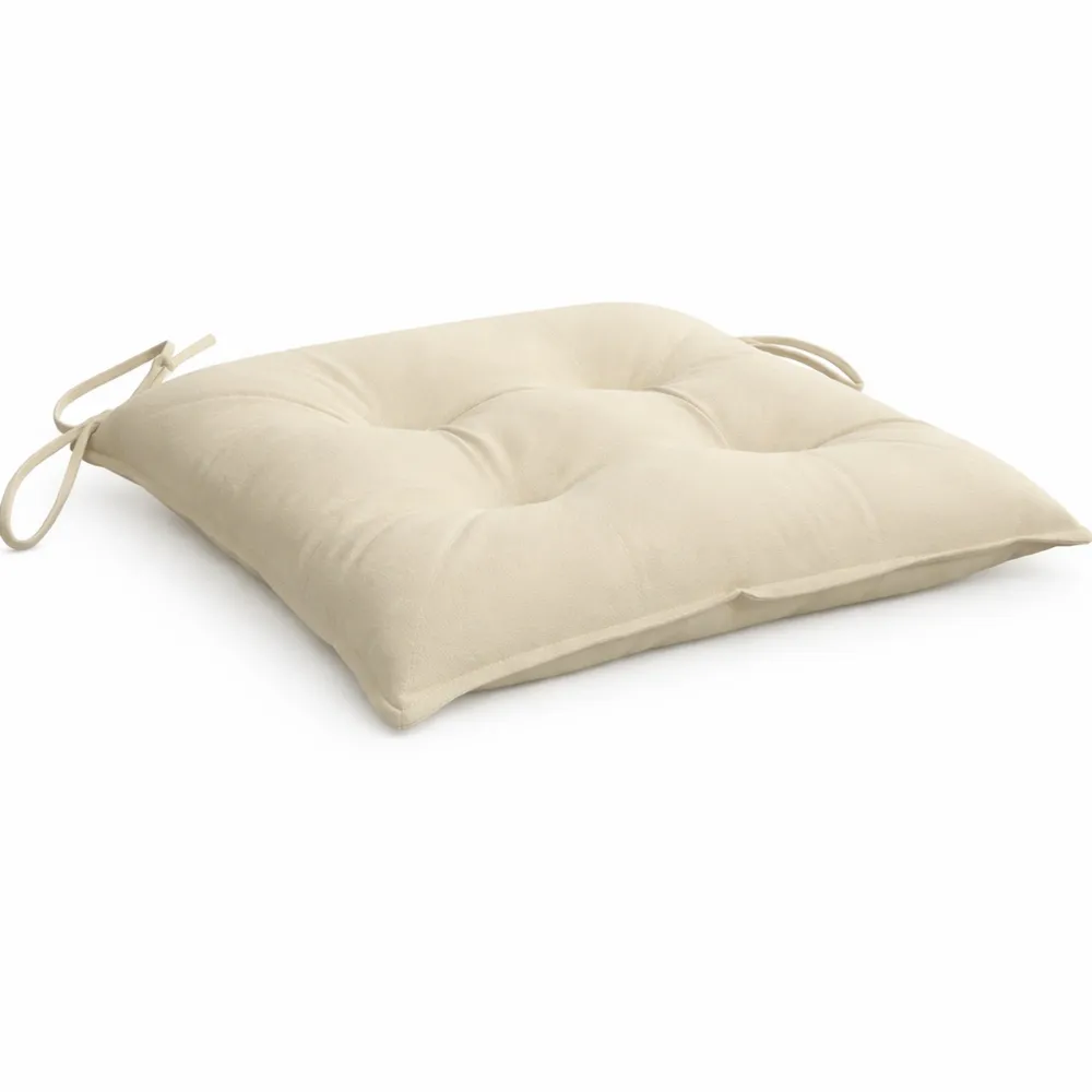 Ensemble de 6 Coussins de Chaise Imperméables pour Extérieur, 50x50x7 cm, Blanc Crème