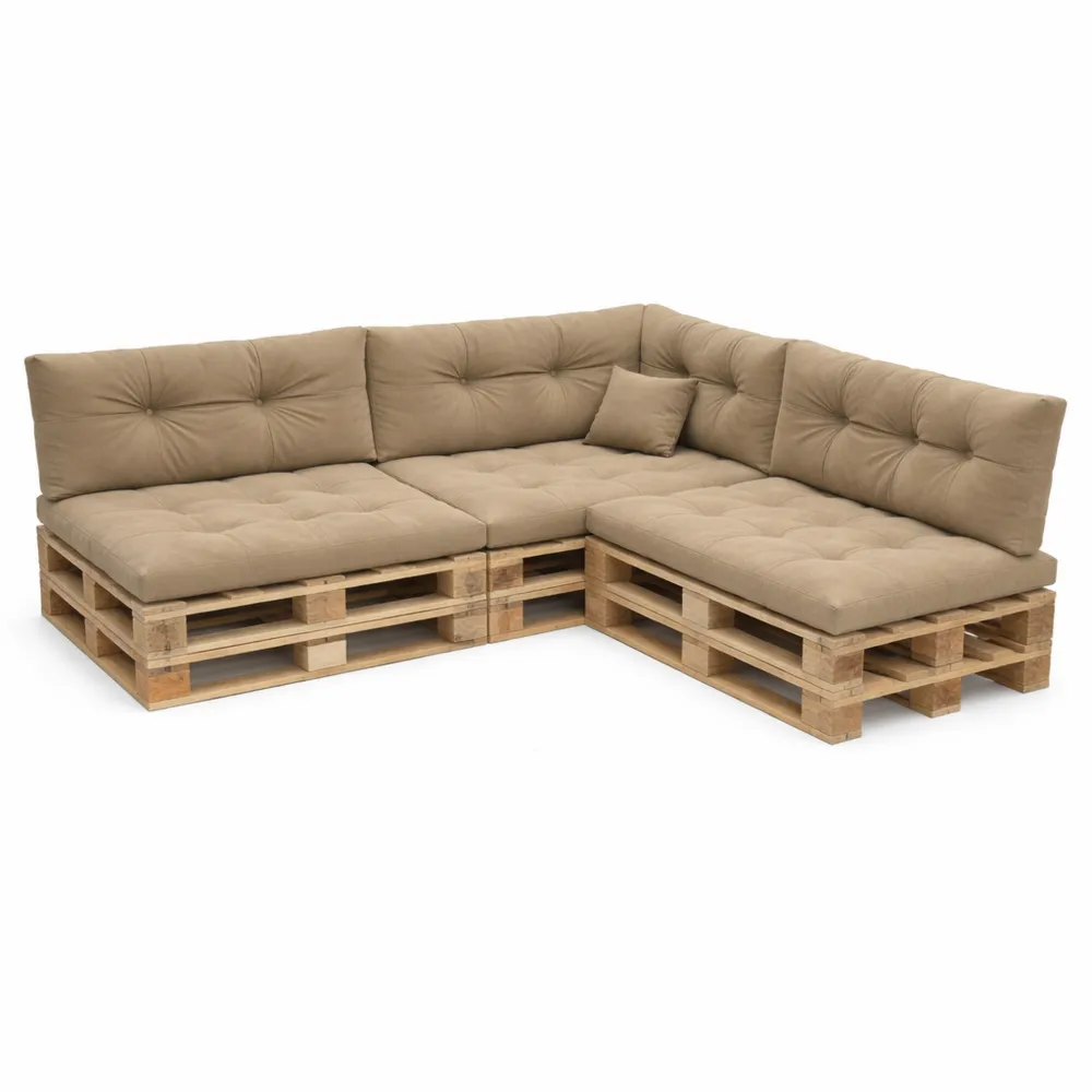 Ensemble de Coussins pour Meubles en Palette, Utilisation Intérieure et Extérieure, Beige