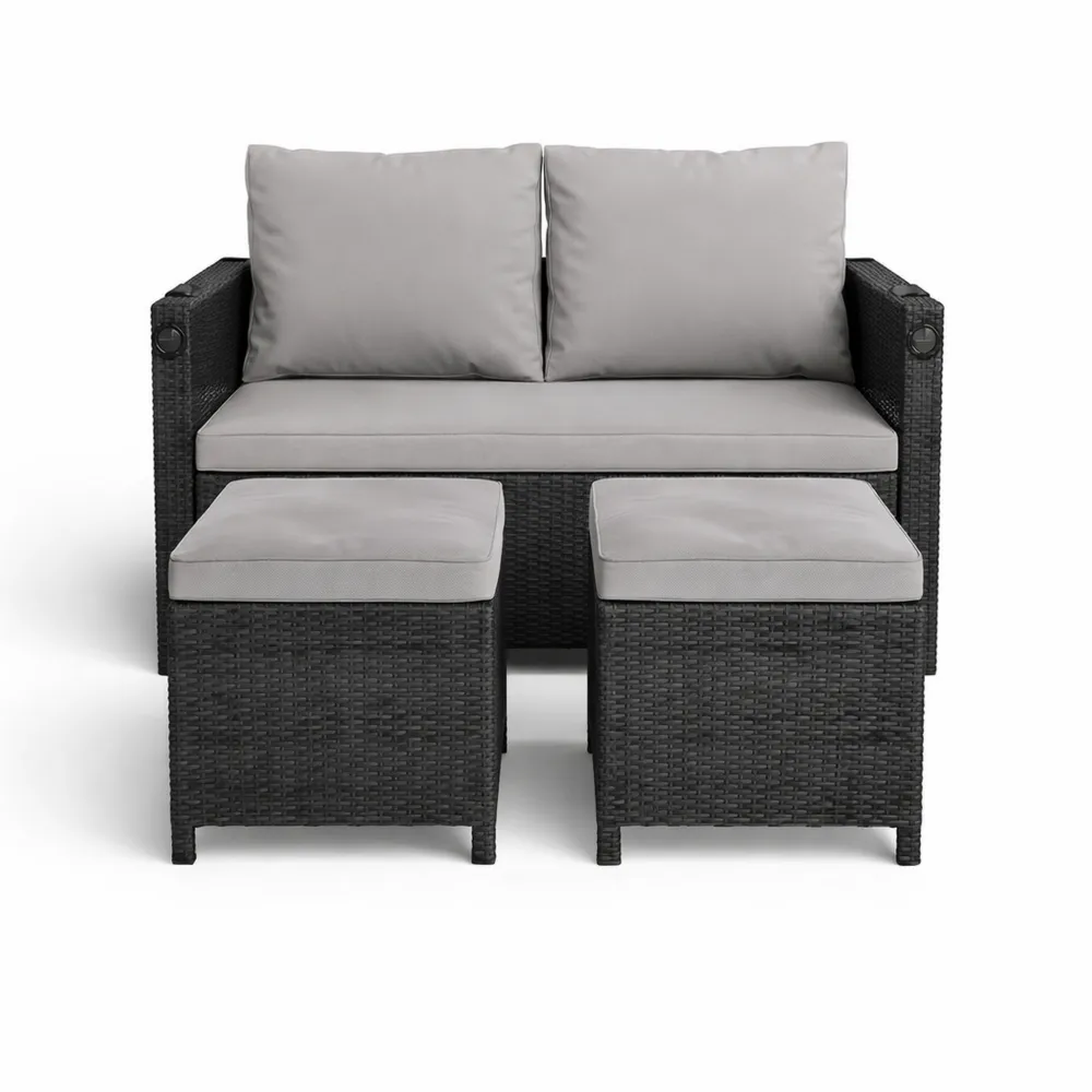 Salon de jardin en rotin avec table et tabourets pour 4 personnes