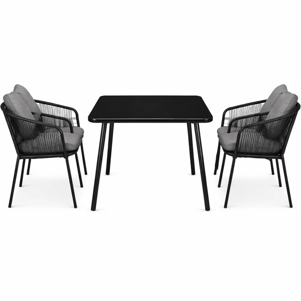 Ensemble de Salle à Manger de Jardin en Rotin pour 4 Personnes