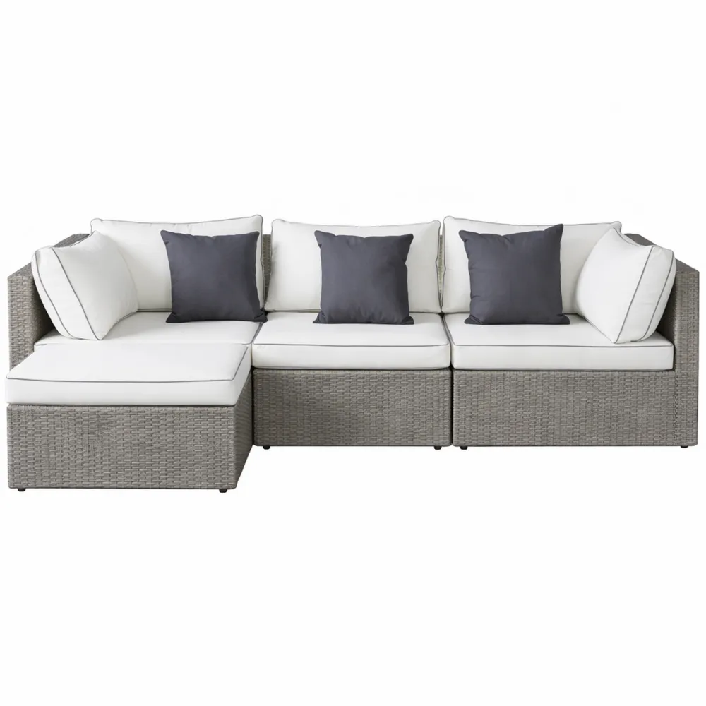 Ensemble de Salon de Jardin en Résine Tressée - 3 Places - Couleur Grise