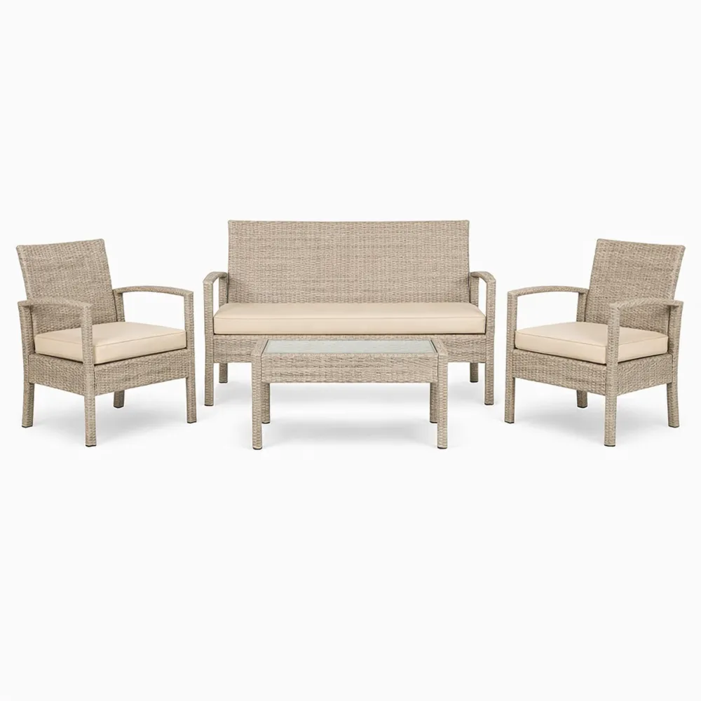 Ensemble de Jardin en Polyrotin pour 4 Personnes avec Chaises et Banc