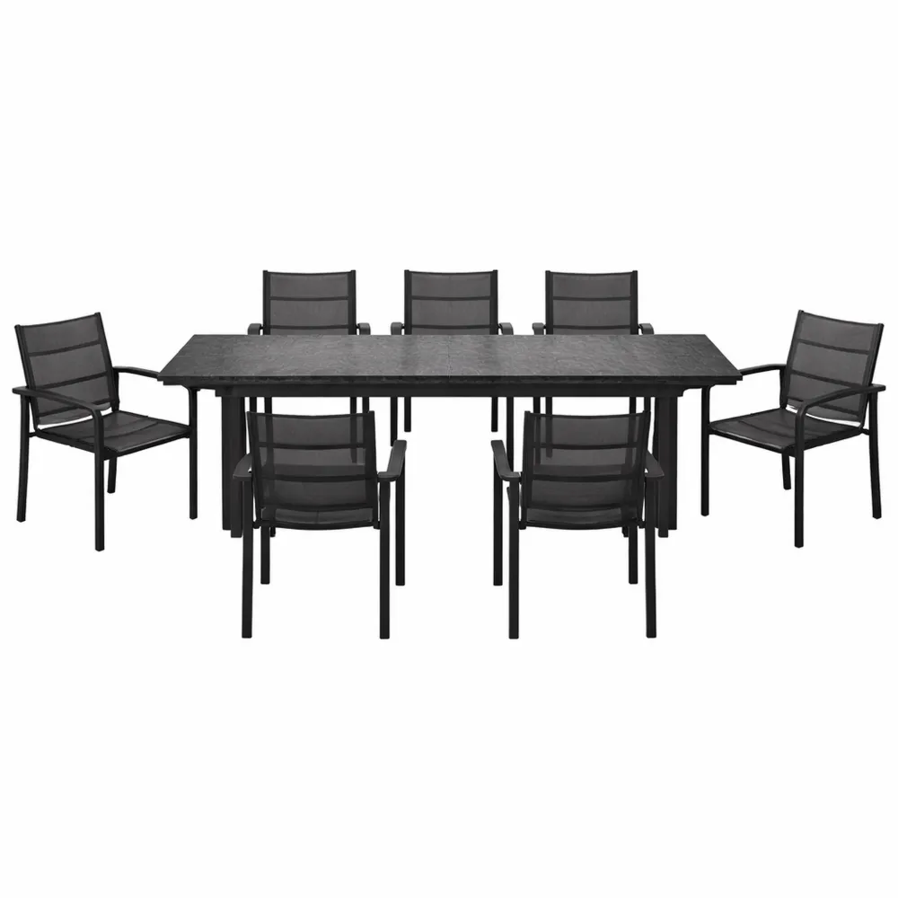 Ensemble de jardin extensible pour 6 personnes avec chaises empilables