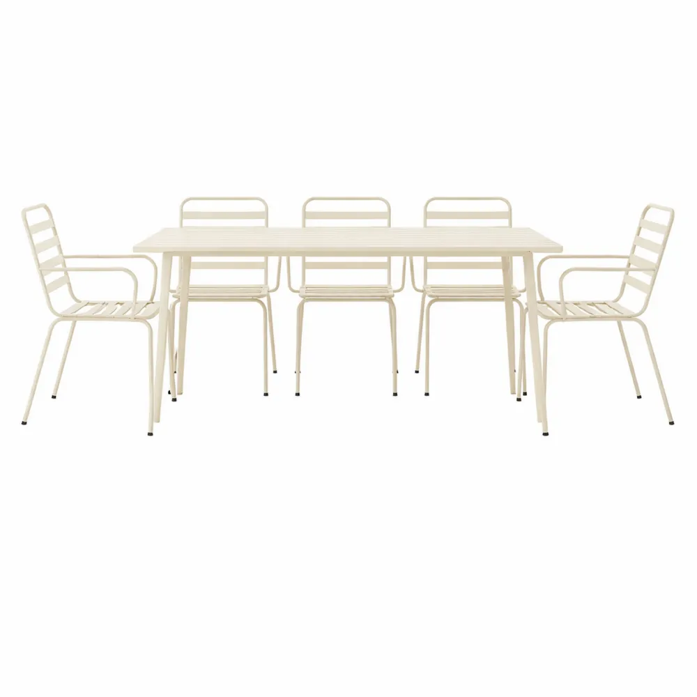 Ensemble de Salle à Manger Extérieur 7 Pièces avec Table et Chaises Empilables