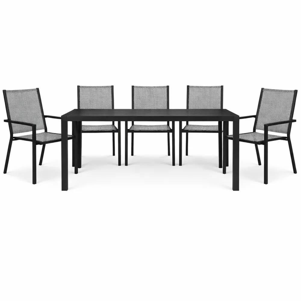 Ensemble de Salon de Jardin 7 Pièces avec Table et Chaises Empilables