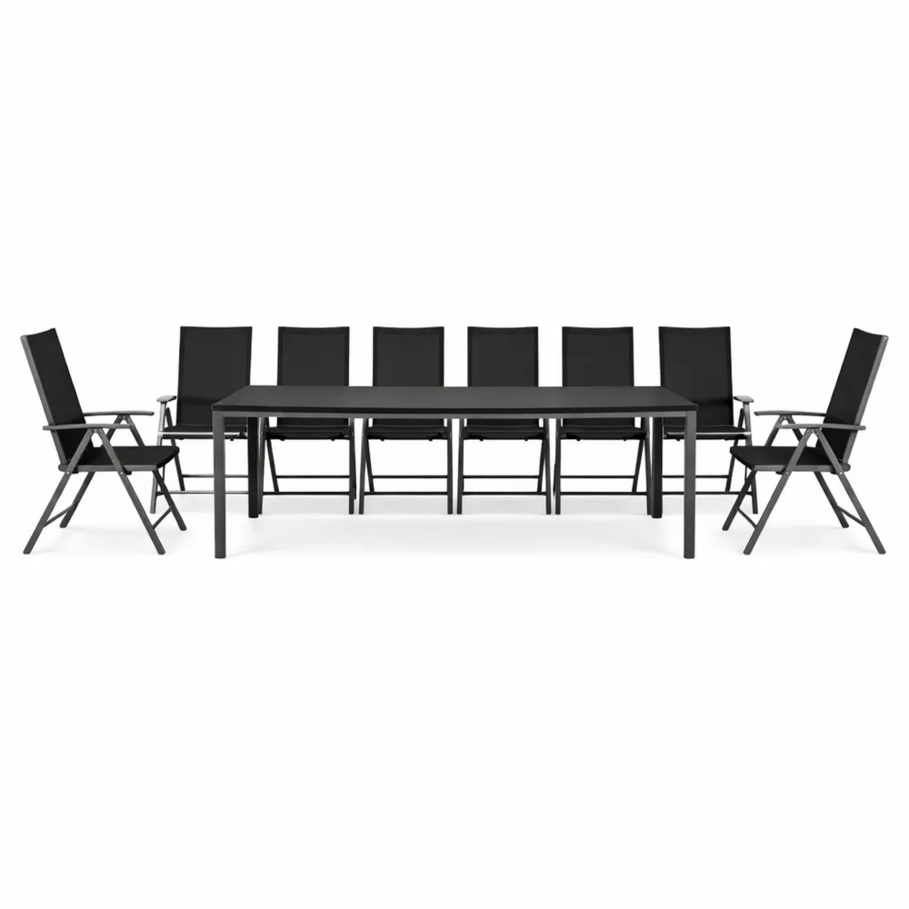 Ensemble de jardin 8 chaises inclinables, table aluminium