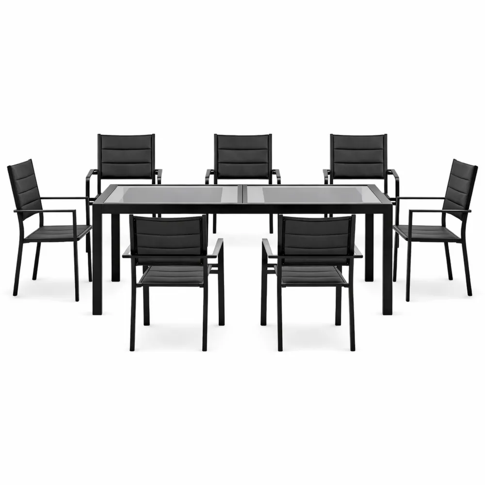 Ensemble de Jardin Extensible Aluminium avec Chaises Empilables pour 6 Personnes