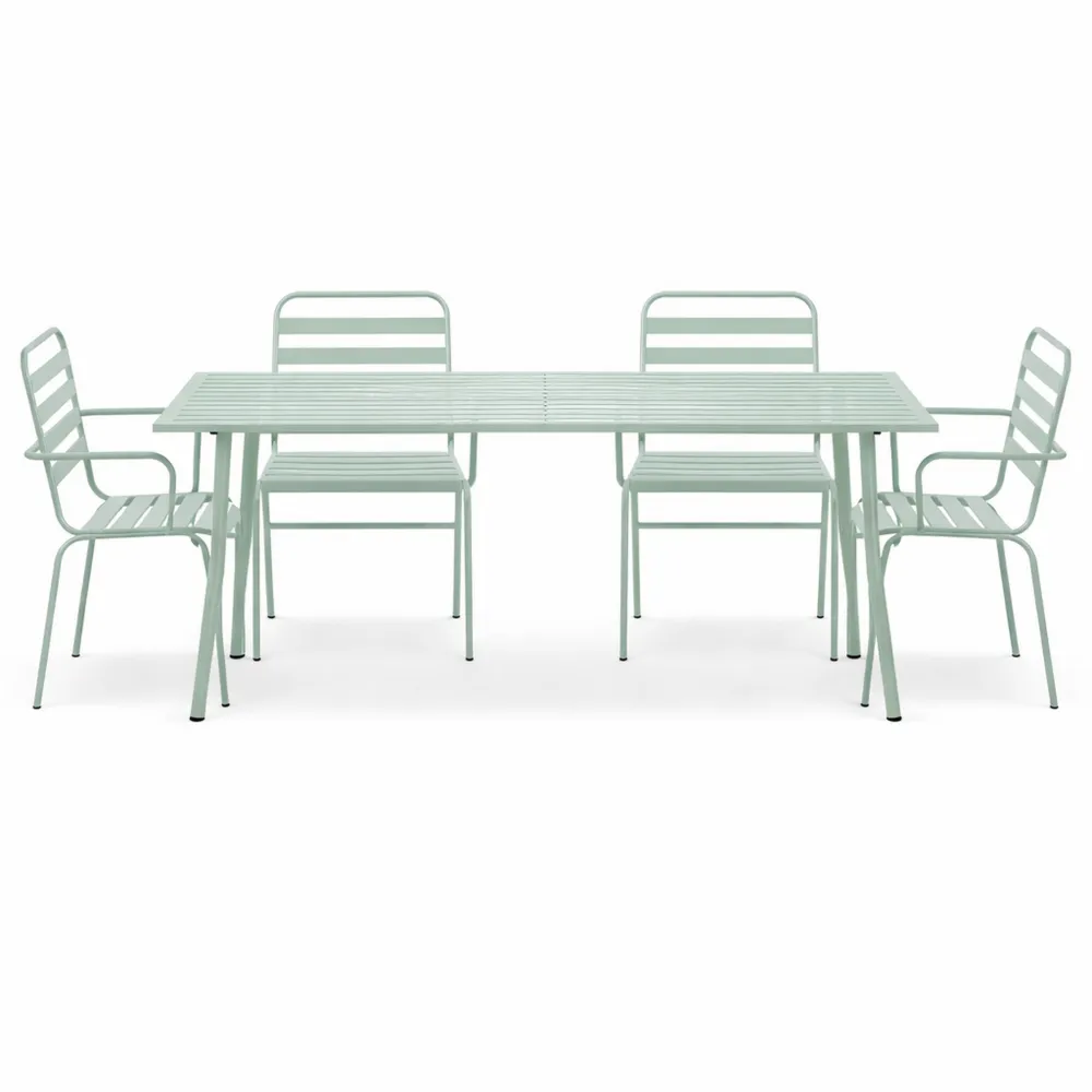Ensemble de Salle à Manger d'Extérieur avec Table et Chaises Empilables