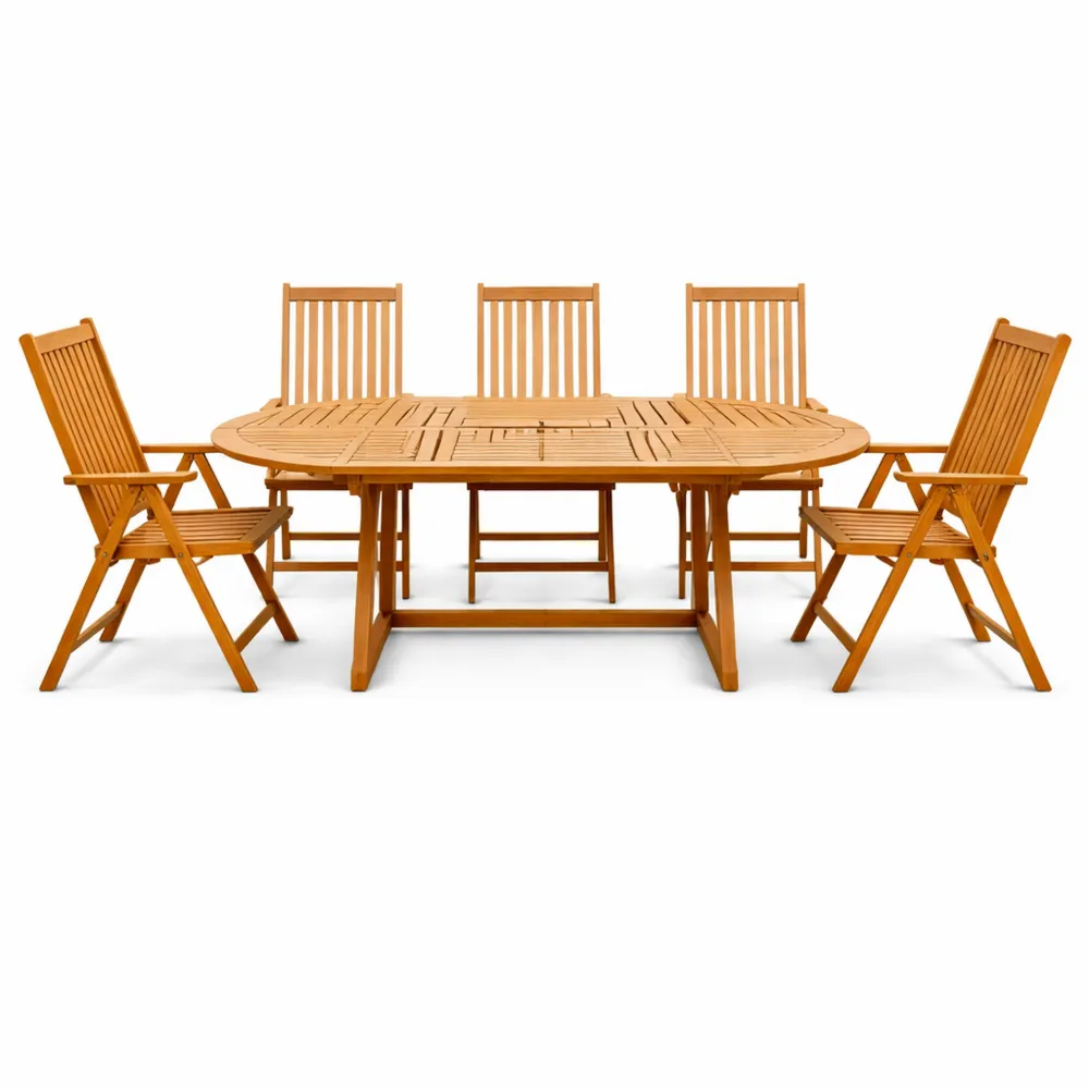 Ensemble de Jardin Extensible avec Chaises et Table en Bois d'Eucalyptus