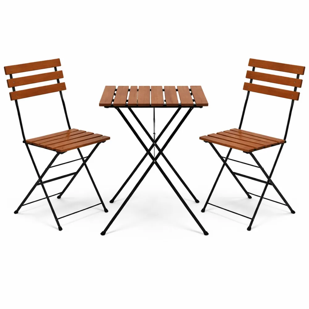 Ensemble de Terrasse : Table et Chaises Pliables en Bois