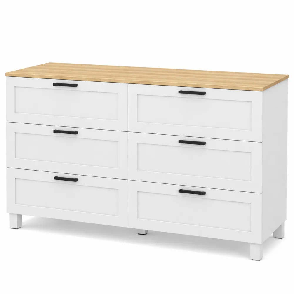 Cassettiera Salvaspazio con 6 Cassetti e Piedini Regolabili in Legno