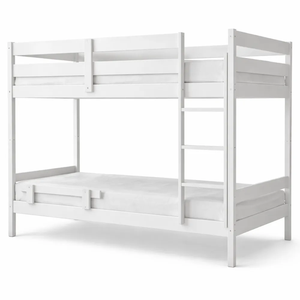 Letto a Castello in Legno Massiccio, Scomponibile in 2 Letti Singoli, Due Colorazioni