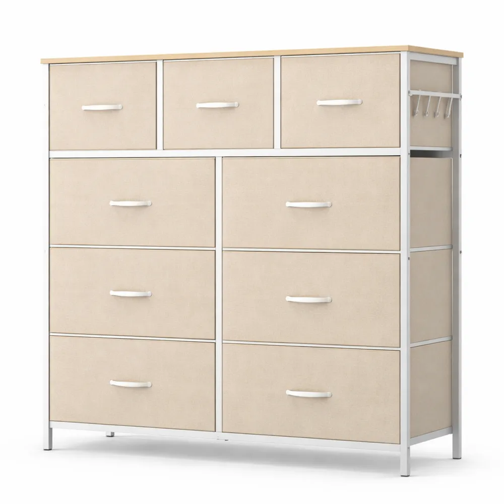 Cassettiera in Tessuto con 9 Cassetti, Mobile Salvaspazio per Interni, Grande Capienza