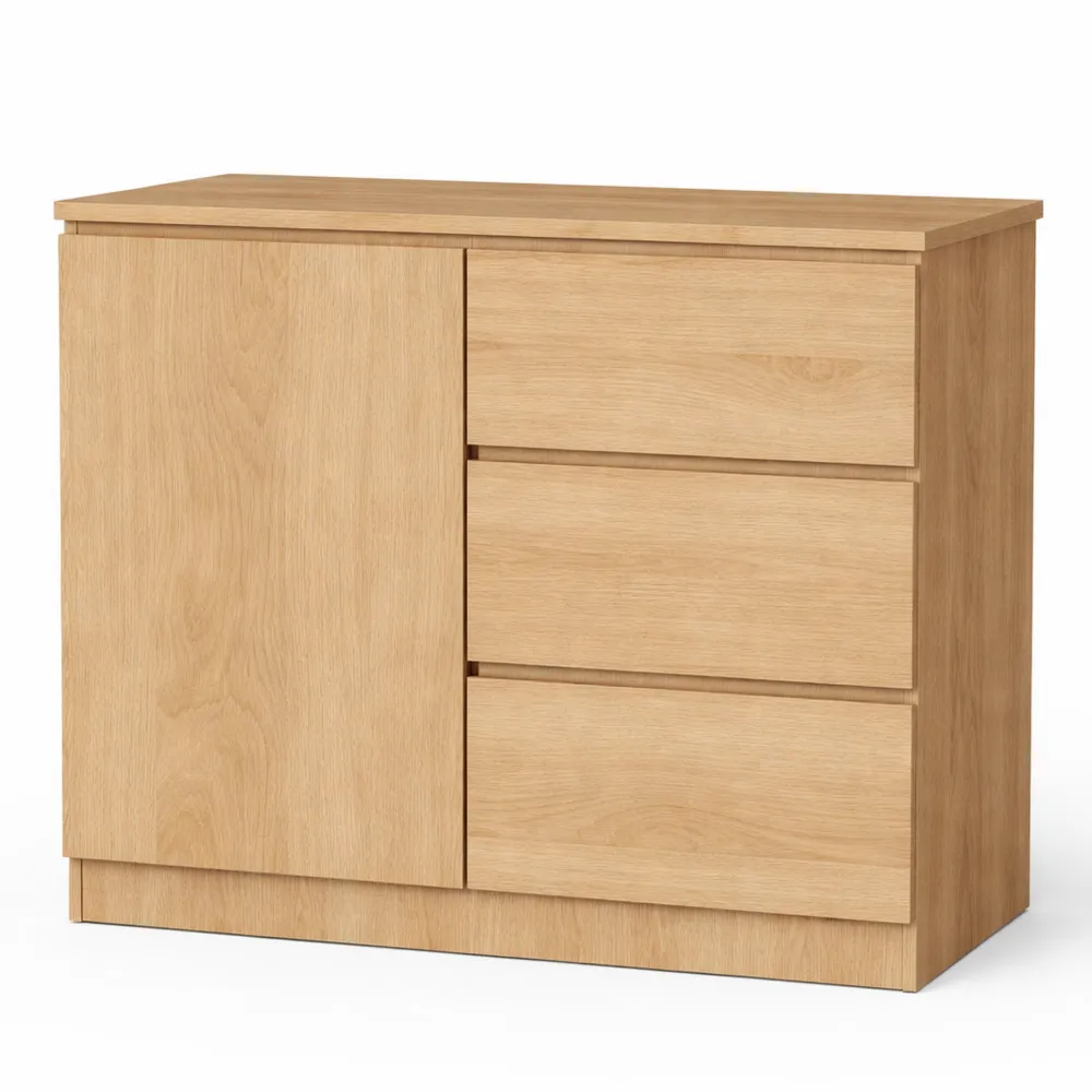 Cassettiera con 3 Cassetti e 2 Ripiani