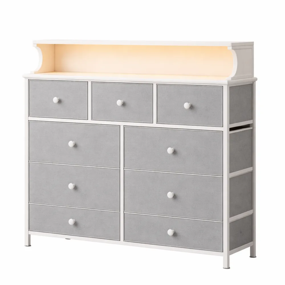 Cassettiera in tessuto a 9 cassetti con LED e USB