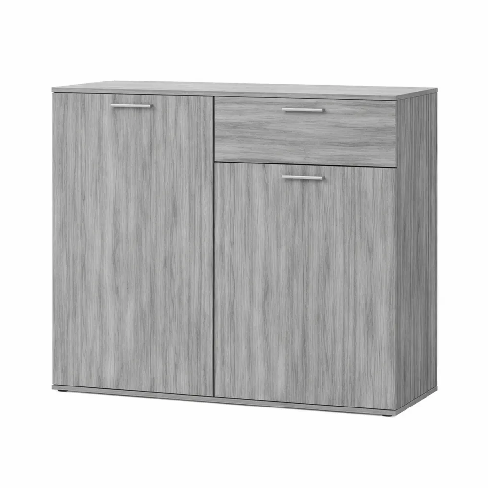 Mobile Contenitore Multiuso con Cassetti e Ante 80x36x75 cm, Legno Multistrato Grigio