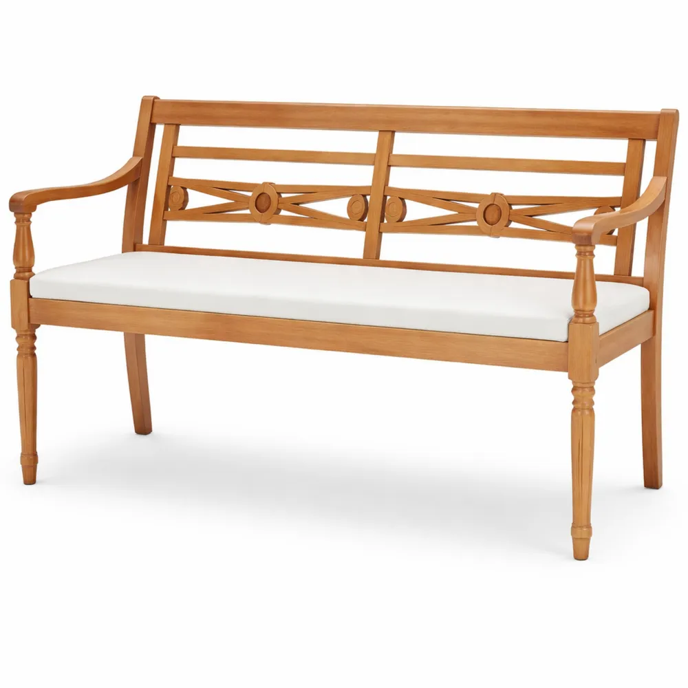 Panca Batavia con Cuscini 120 cm in Teak per Interni