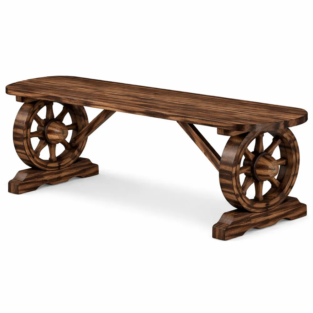 Panca da Giardino Stile Rustico con Gambe a Ruota