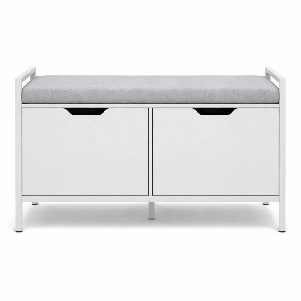 Panca scarpiera con cuscino e 2 armadietti per ingresso