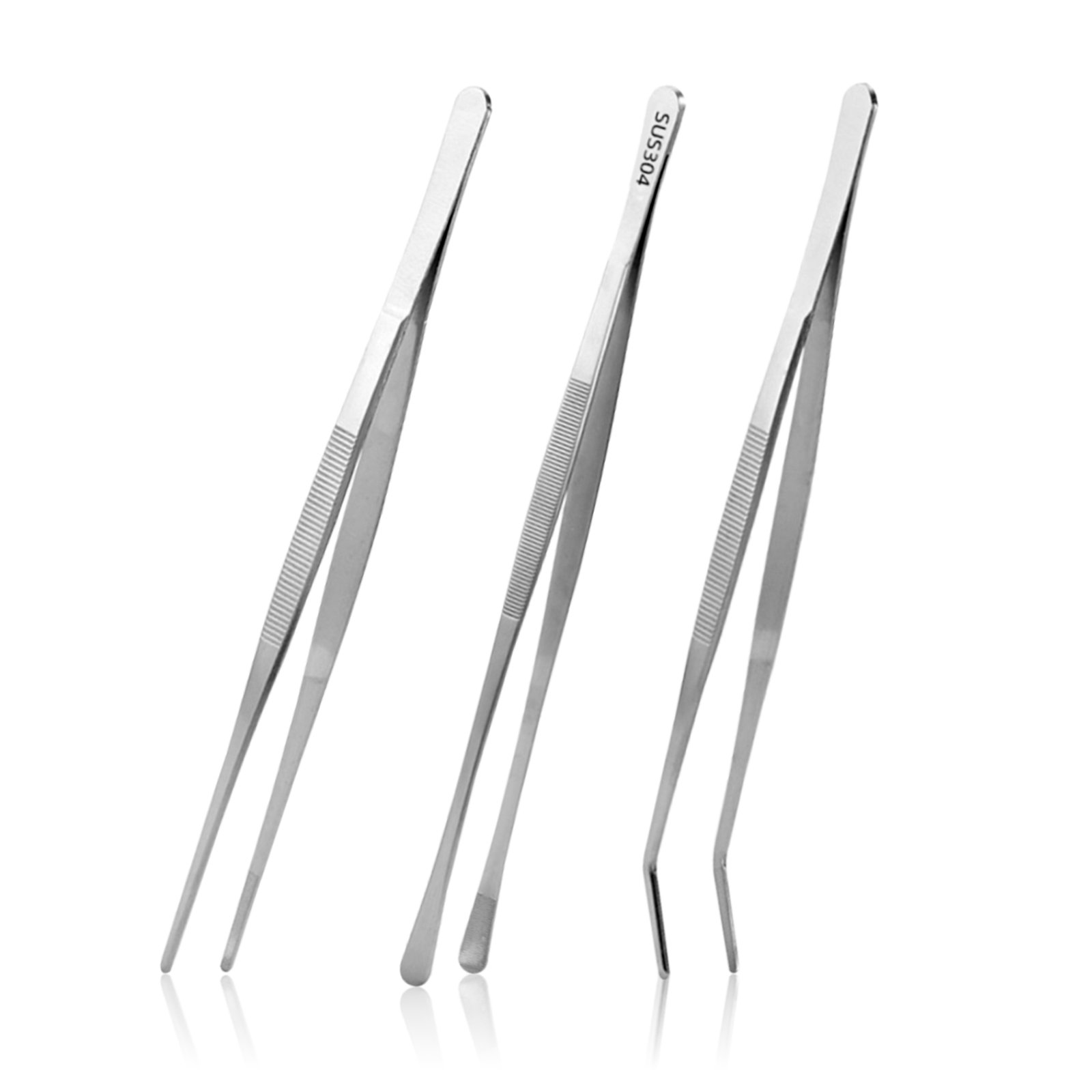 ProGrip Stainless Steel Cooking Tweezers Set of 3