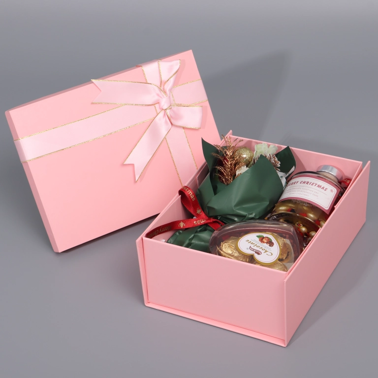 New Top and bottom foldable gift box wholesale with Ribbion
