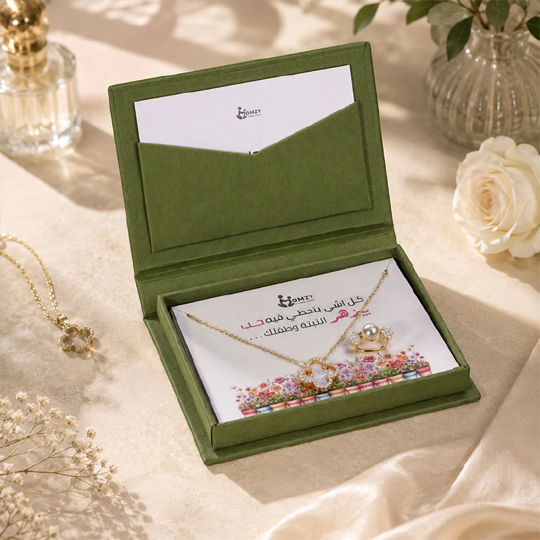 Custom Book-Shaped Magnetic Jewelry Box with Envelope Bag