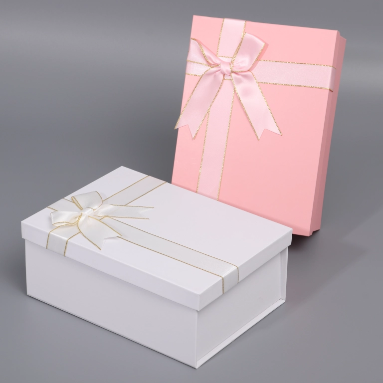 New Top and bottom foldable gift box wholesale with Ribbion