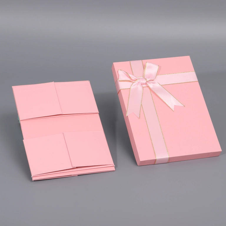 New Top and bottom foldable gift box wholesale with Ribbion