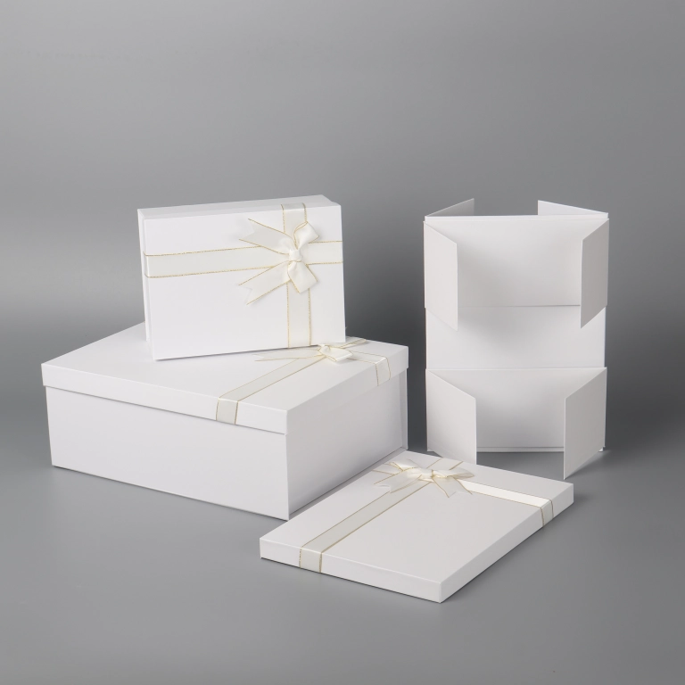 New Top and bottom foldable gift box wholesale with Ribbion