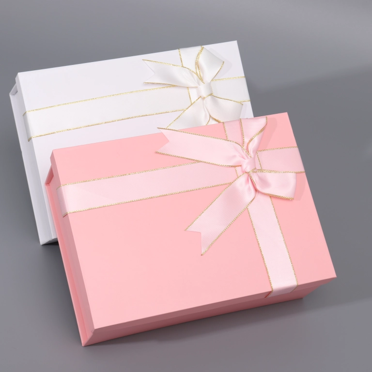 New Top and bottom foldable gift box wholesale with Ribbion