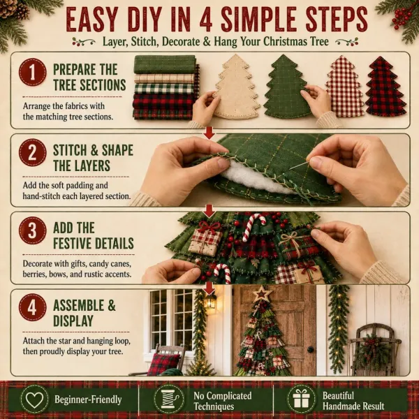 🧵🎄Beginner-Friendly DIY Oversized Patchwork Christmas Tree Door Hanging Kit 