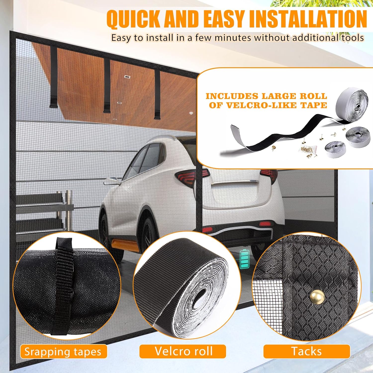 Magnetic Garage Screen Door for 2-Car Garage | Heavy Duty Mesh with Hands-Free Closure