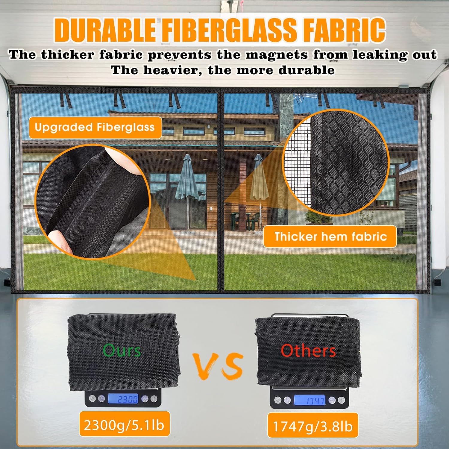 Magnetic Garage Screen Door for 2-Car Garage | Heavy Duty Mesh with Hands-Free Closure