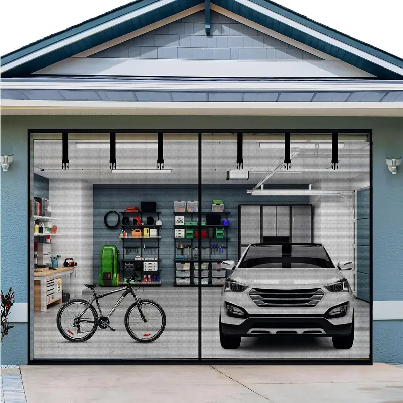Magnetic Garage Screen Door for 2-Car Garage | Heavy Duty Mesh with Hands-Free Closure