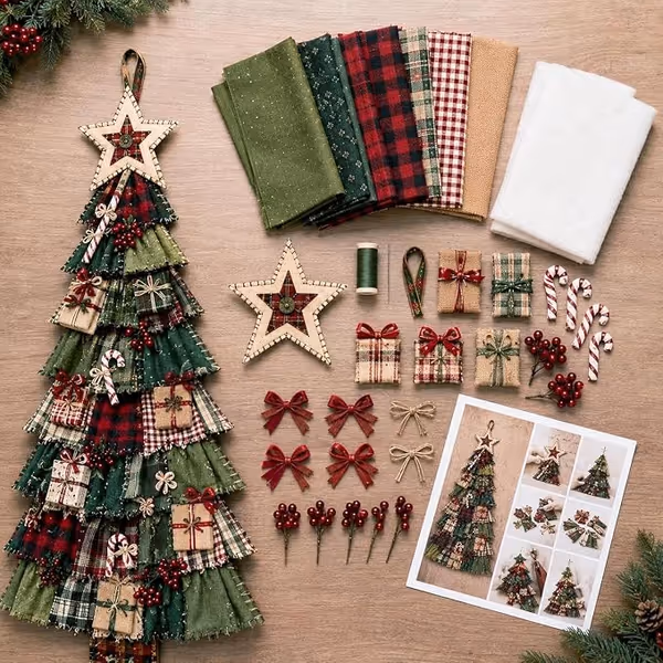 🧵🎄Beginner-Friendly DIY Oversized Patchwork Christmas Tree Door Hanging Kit 