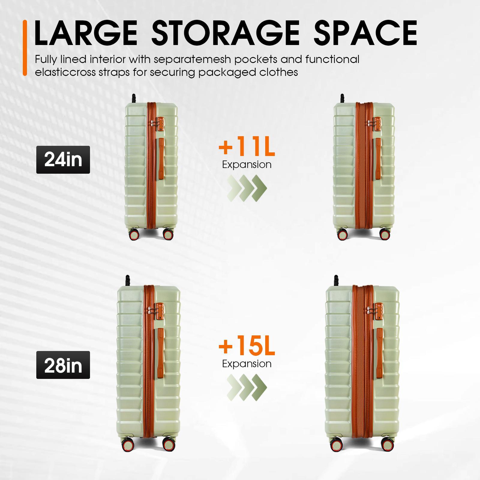 UUH Luggage set - 4pcs/6pcs/7pcs/8pcs/9pcs, Family Set with TSA Locks Durable Travel Free Suitcase