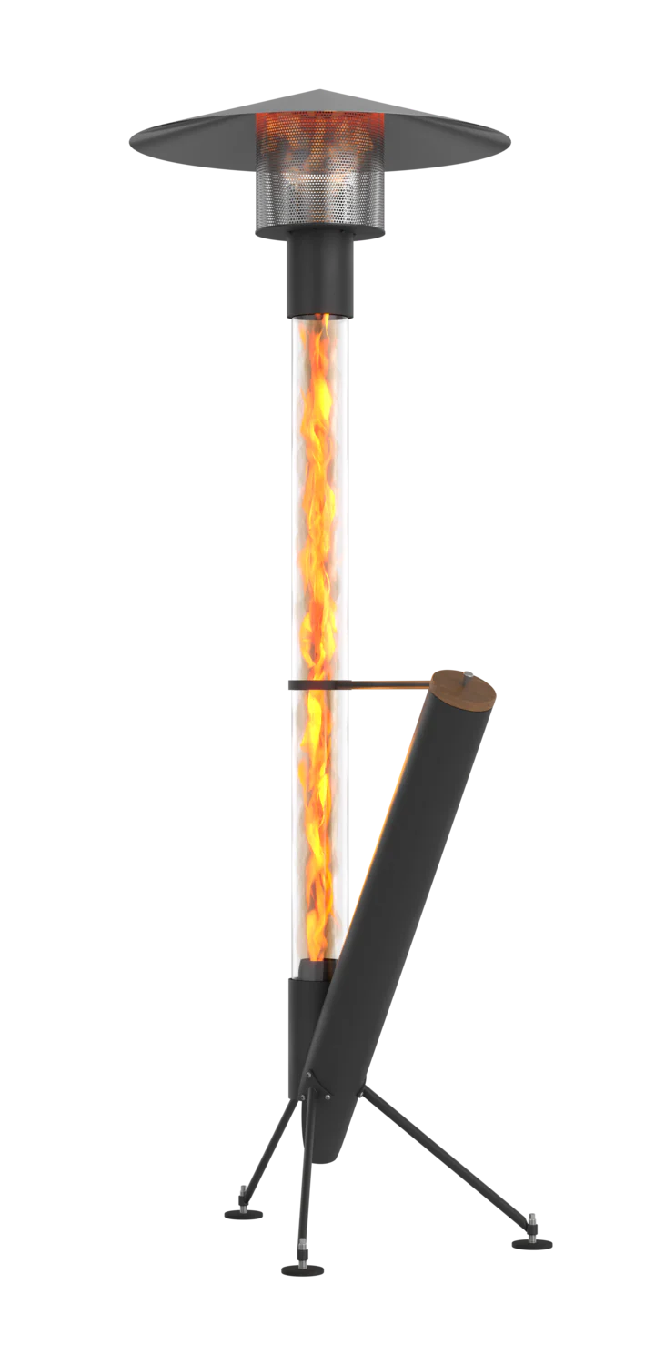 Pellet-Fueled Outdoor Heating Tower | 15.1 kW Flame Column Heater